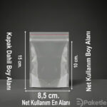 Yapışkan bantlı opp torba 8.5x15 cm – görsel gerçek boyutu yansıtmayabilir