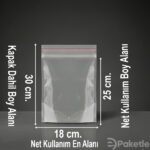 Yapışkan bantlı jelatin torba poşet 18x30 cm – görsel gerçek boyutu yansıtmayabilir