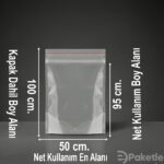 Yapışkan bantlı jelatin torba poşet 50x100 cm – görsel gerçek boyutu yansıtmayabilir