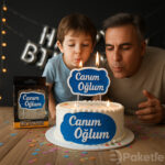 Canım Oğlum yazılı doğum günü pasta mumu