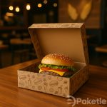Hamburger Kutusu 20x13,5x8 cm – Karton Tek Kullanımlık Paketleme Kutusu