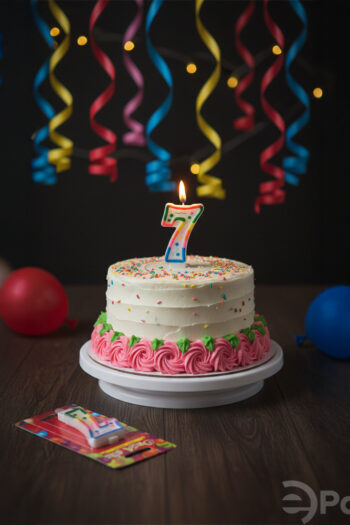 7 rakamlı doğum günü mumu, renkli pasta mumu