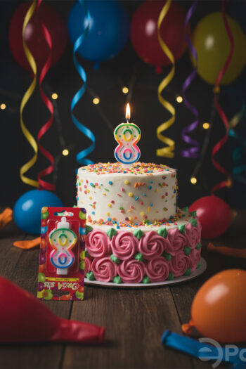 8 rakamlı doğum günü mumu, renkli pasta mumu