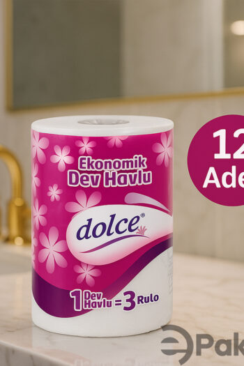 Dolce Dev Rulo Havlu 12 Adet – 1 Dev Havlu = 3 Rulo – 2 Katlı 270 Yaprak