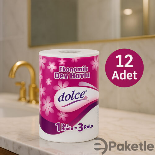 Dolce Dev Rulo Havlu 12 Adet – 1 Dev Havlu = 3 Rulo – 2 Katlı 270 Yaprak