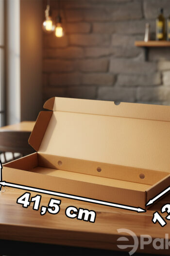 Pide Kutusu 41,5x13x3 cm – 100’lü Karton Tek Kullanımlık Paketleme Kutusu